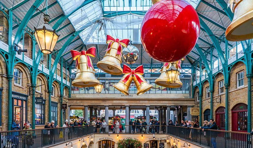 Christmas decorations in Covent Garden London