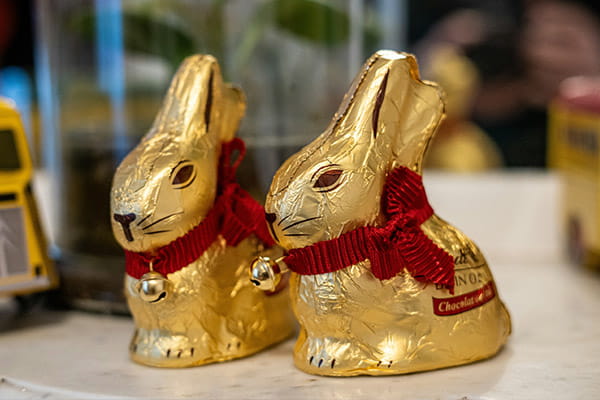 Two Lindt chocolate Easter eggs