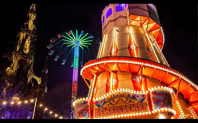 Edinburgh Christmas market at night