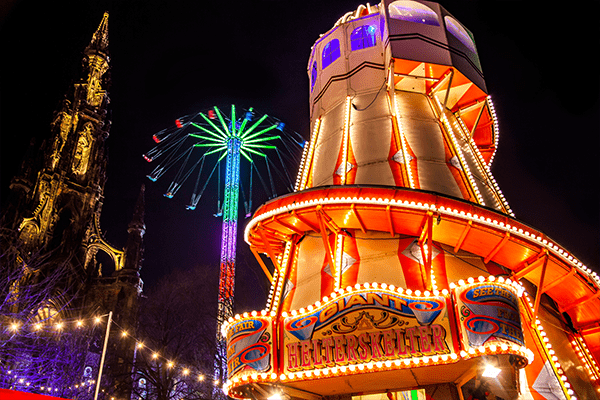 Edinburgh Christmas Market at night