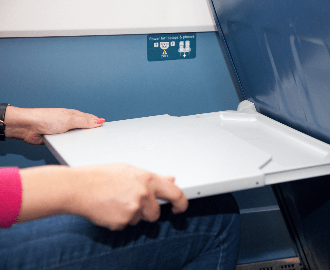 onboard Lumo train tray table